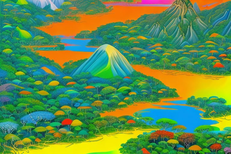 A vibrant brazilian landscape showcasing a variety of colors