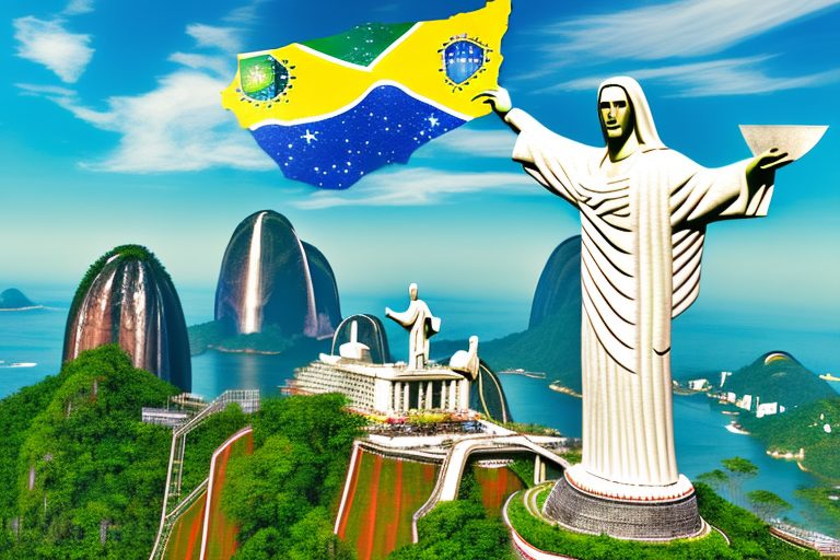 Iconic brazilian landmarks like the christ the redeemer statue