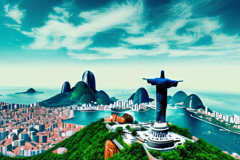 Iconic brazilian landmarks like the christ the redeemer statue and sugarloaf mountain