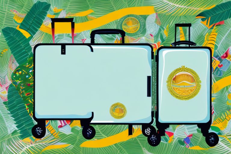 A suitcase adorned with brazilian cultural symbols