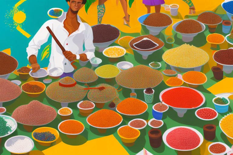 A vibrant brazilian street market scene