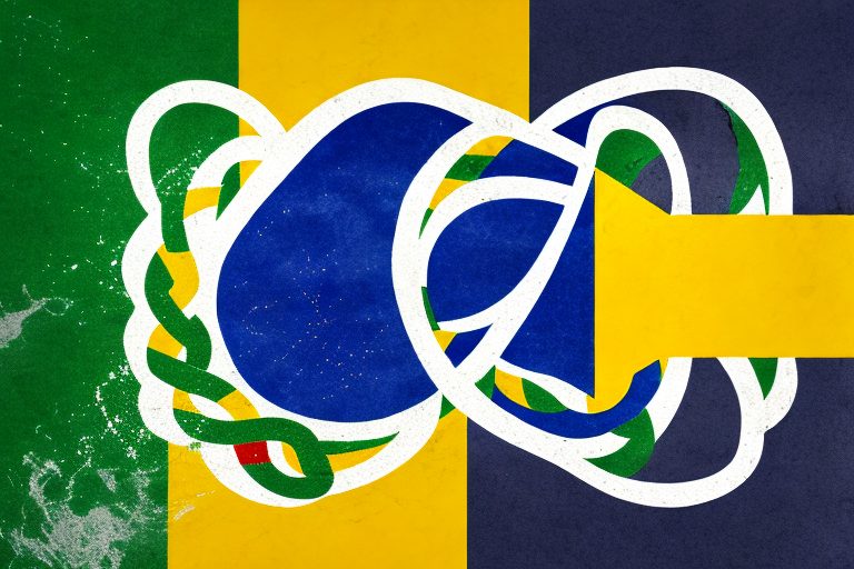 A brazilian flag intertwined with symbolic elements of friendship and camaraderie